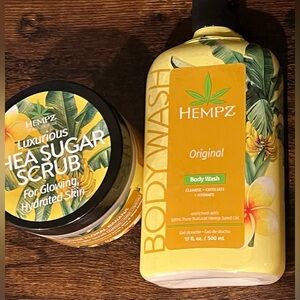 Hempz Original Shea Sugar Scrub & Body Wash Bundle Floral Banana Scent Both New!